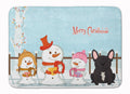 Merry Christmas Carolers French Bulldog Brindle Memory Foam Kitchen Mat Machine Washable Anti-Fatigue Cushion Comfort Bath or Kitchen Rug