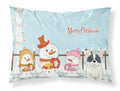Merry Christmas Carolers French Bulldog Piebald Standard Pillowcase Lightweight Super Soft Easy Care Decorative Artwork Pillowcase, Standard