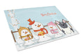 Merry Christmas Carolers French Bulldog Black White Cutting Board Tempered Glass Kitchen Cutting Surface, Heat Resistant Chopping, Non-Slip Feet, Food Prep & Serving