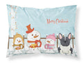 Merry Christmas Carolers French Bulldog Black White Standard Pillowcase Lightweight Super Soft Easy Care Decorative Artwork Pillowcase, Standard