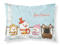 Merry Christmas Carolers French Bulldog Brown Standard Pillowcase Lightweight Super Soft Easy Care Decorative Artwork Pillowcase, Standard