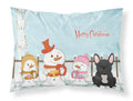 Merry Christmas Carolers French Bulldog Black Standard Pillowcase Lightweight Super Soft Easy Care Decorative Artwork Pillowcase, Standard