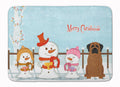 Merry Christmas Carolers Mastiff Brindle Memory Foam Kitchen Mat Machine Washable Anti-Fatigue Cushion Comfort Bath or Kitchen Rug