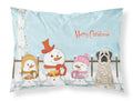 Merry Christmas Carolers Mastiff Brindle White Standard Pillowcase Lightweight Super Soft Easy Care Decorative Artwork Pillowcase, Standard