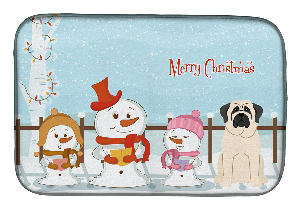 Merry Christmas Carolers Mastiff White Dish Drying Mat Absorbent Dish Drying Mat Pad for Kitchen Counter Dish Drainer Mat for Countertop, 14 x 21", Multicolor