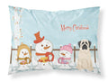 Merry Christmas Carolers Mastiff White Standard Pillowcase Lightweight Super Soft Easy Care Decorative Artwork Pillowcase, Standard
