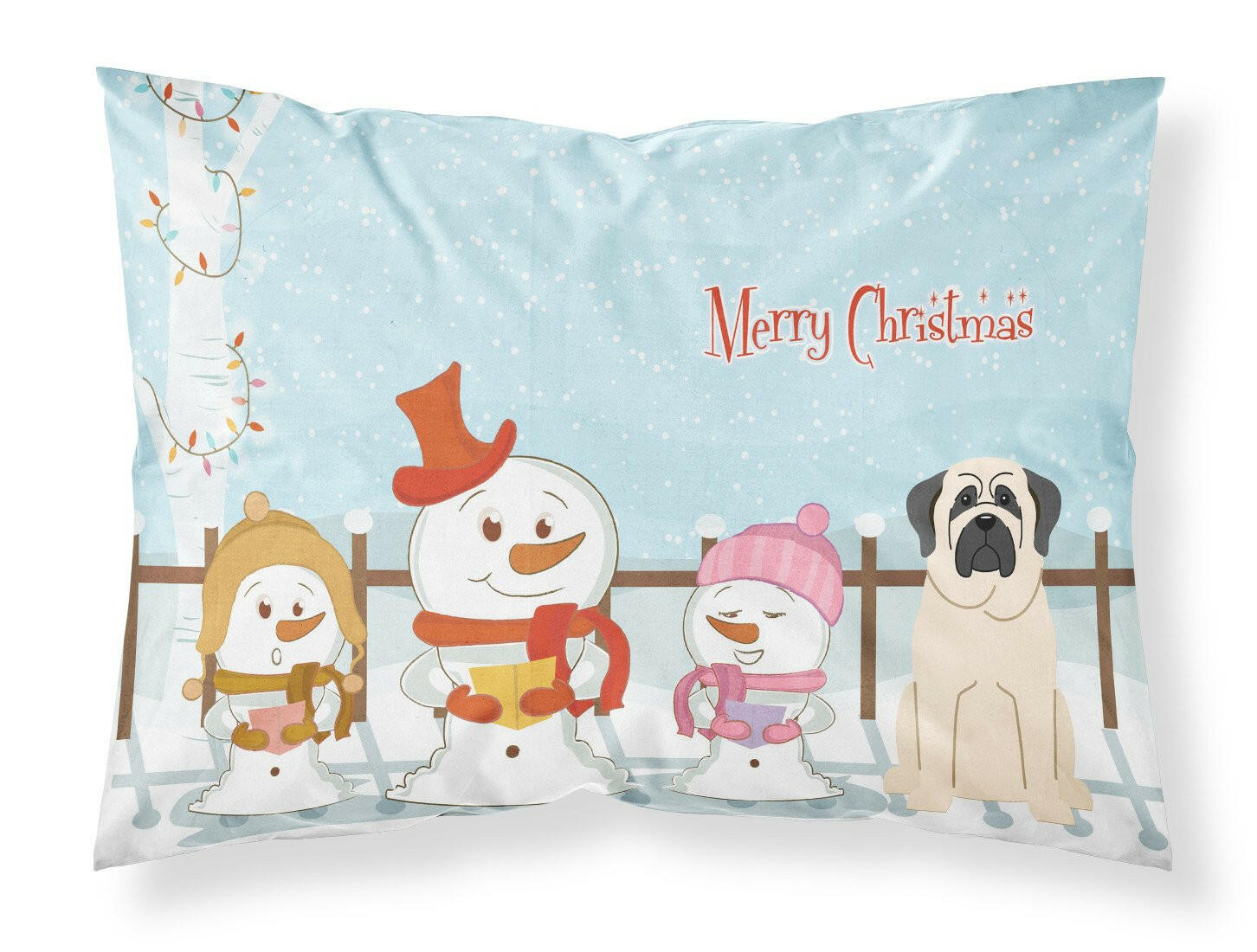 Merry Christmas Carolers Mastiff White Standard Pillowcase Lightweight Super Soft Easy Care Decorative Artwork Pillowcase, Standard