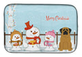 Merry Christmas Carolers Mastiff Dish Drying Mat Absorbent Dish Drying Mat Pad for Kitchen Counter Dish Drainer Mat for Countertop, 14 x 21", Multicolor
