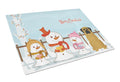 Merry Christmas Carolers Mastiff Cutting Board Tempered Glass Kitchen Cutting Surface, Heat Resistant Chopping, Non-Slip Feet, Food Prep & Serving