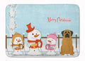 Merry Christmas Carolers Mastiff Memory Foam Kitchen Mat Machine Washable Anti-Fatigue Cushion Comfort Bath or Kitchen Rug