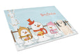 Merry Christmas Carolers Lowchen Cutting Board Tempered Glass Kitchen Cutting Surface, Heat Resistant Chopping, Non-Slip Feet, Food Prep & Serving