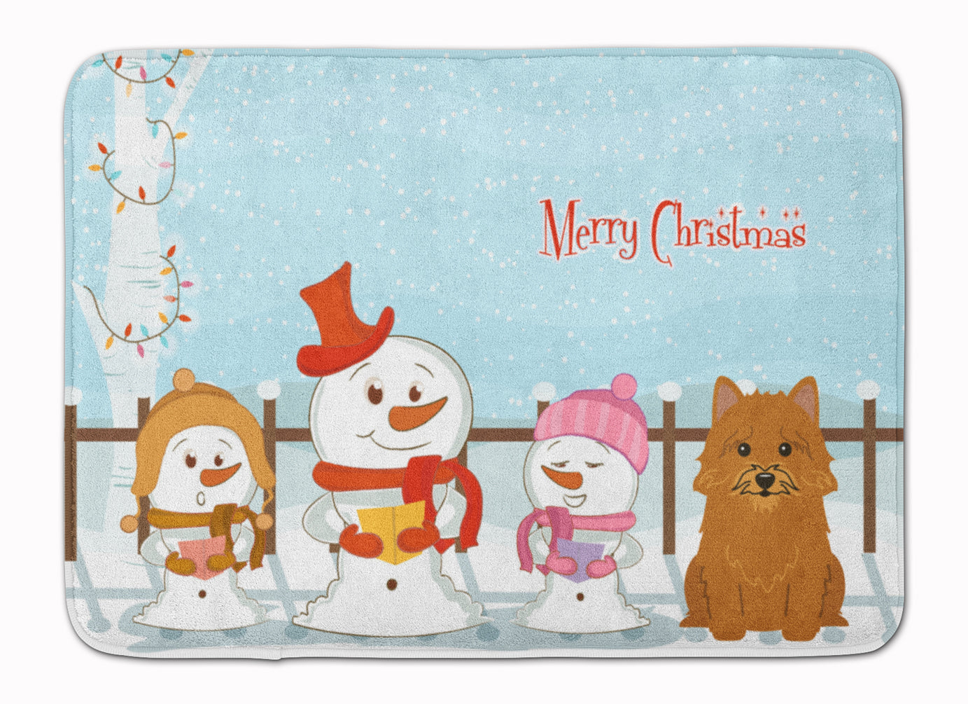 Merry Christmas Carolers Norwich Terrier Memory Foam Kitchen Mat Machine Washable Anti-Fatigue Cushion Comfort Bath or Kitchen Rug