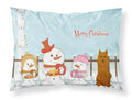 Merry Christmas Carolers Karelian Bear Dog Standard Pillowcase Lightweight Super Soft Easy Care Decorative Artwork Pillowcase, Standard