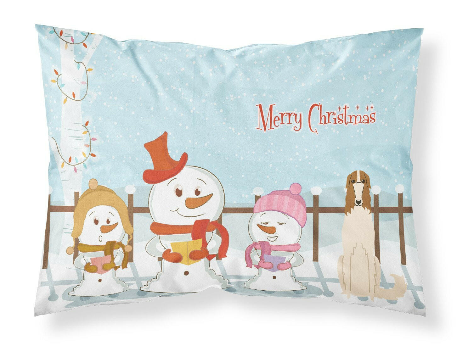 Merry Christmas Carolers Borzoi Standard Pillowcase Lightweight Super Soft Easy Care Decorative Artwork Pillowcase, Standard