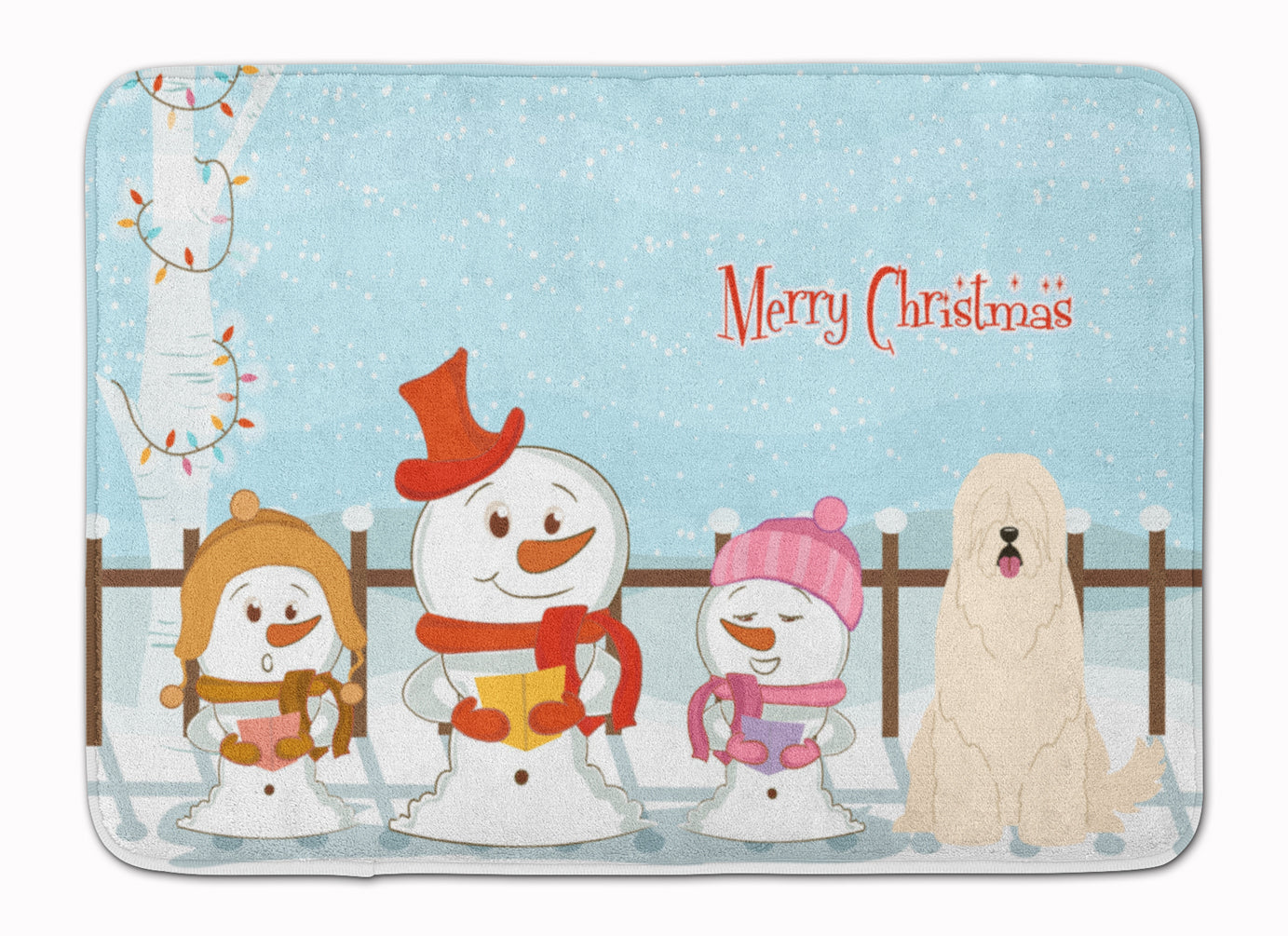 Merry Christmas Carolers South Russian Sheepdog Memory Foam Kitchen Mat Machine Washable Anti-Fatigue Cushion Comfort Bath or Kitchen Rug