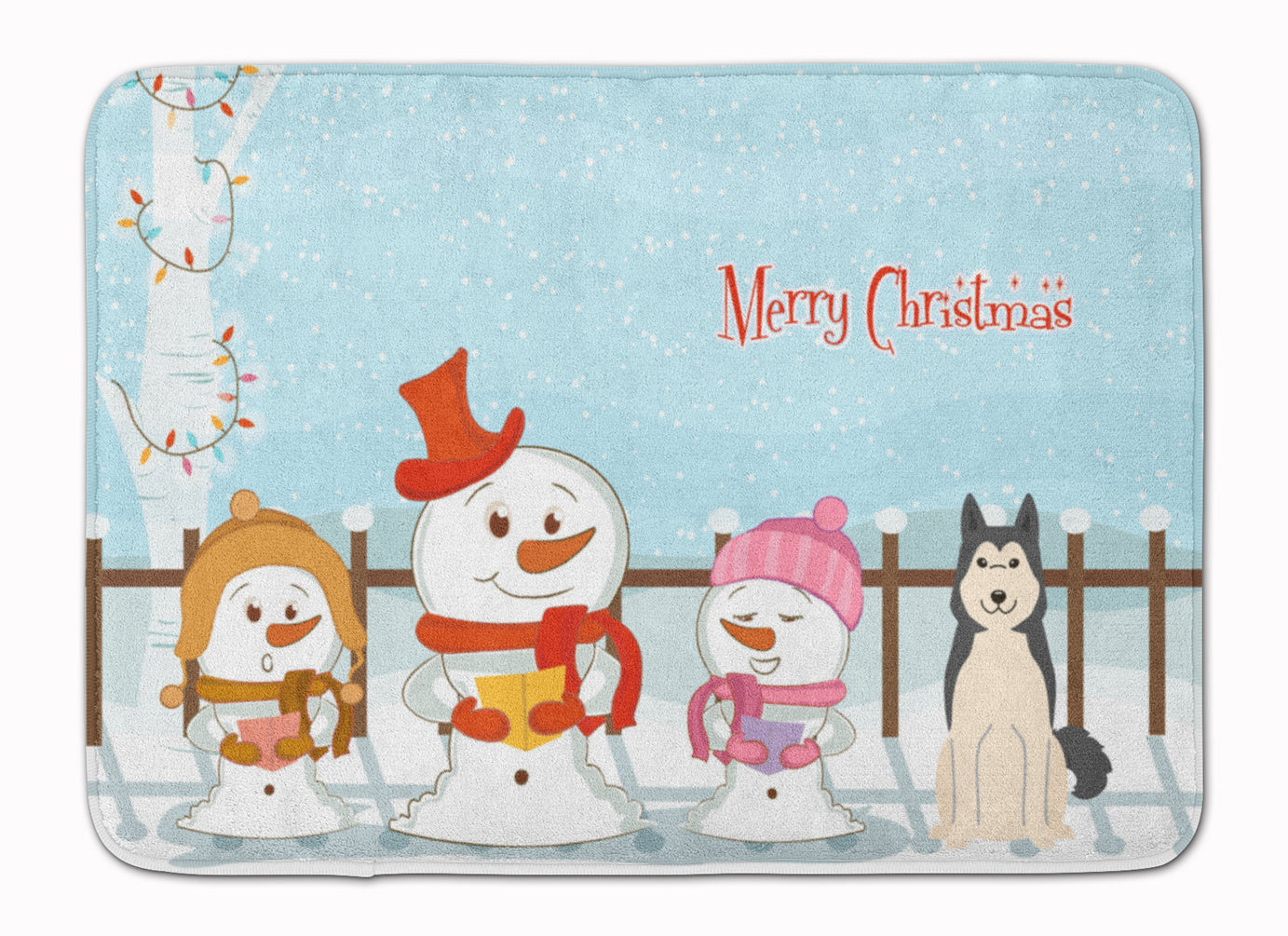 Merry Christmas Carolers West Siberian Laika Spitz Memory Foam Kitchen Mat Machine Washable Anti-Fatigue Cushion Comfort Bath or Kitchen Rug