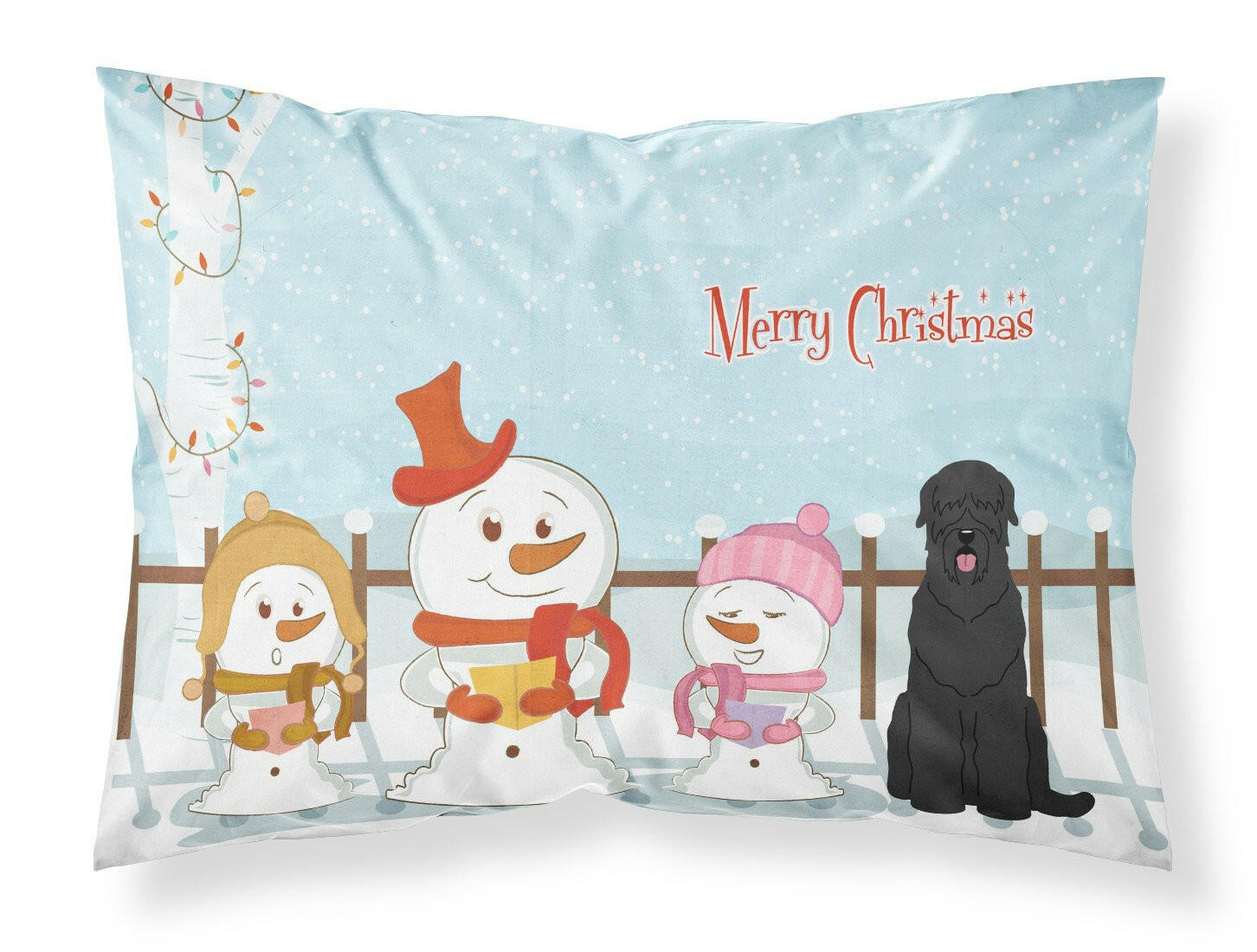Merry Christmas Carolers Black Russian Terrier Standard Pillowcase Lightweight Super Soft Easy Care Decorative Artwork Pillowcase, Standard