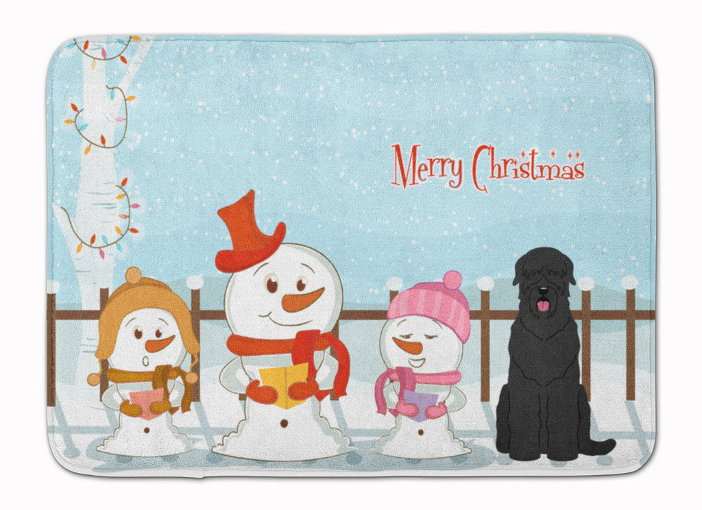 Merry Christmas Carolers Black Russian Terrier Memory Foam Kitchen Mat Machine Washable Anti-Fatigue Cushion Comfort Bath or Kitchen Rug