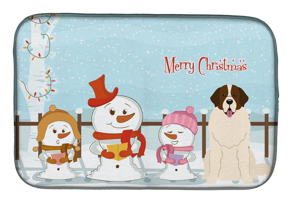 Merry Christmas Carolers Moscow Watchdog Dish Drying Mat Absorbent Dish Drying Mat Pad for Kitchen Counter Dish Drainer Mat for Countertop, 14 x 21", Multicolor