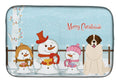 Merry Christmas Carolers Moscow Watchdog Dish Drying Mat Absorbent Dish Drying Mat Pad for Kitchen Counter Dish Drainer Mat for Countertop, 14 x 21", Multicolor