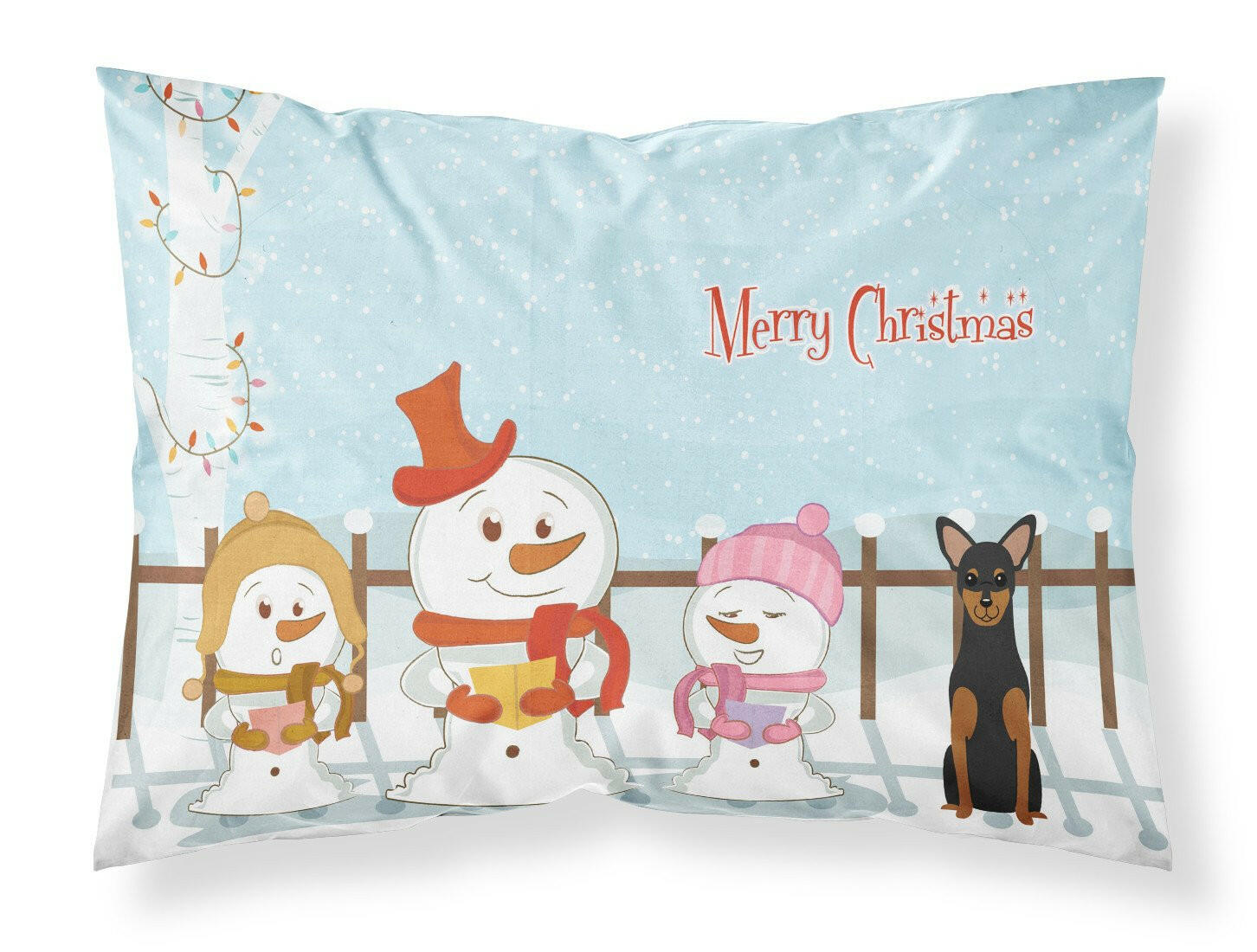 Merry Christmas Carolers Manchester Terrier Standard Pillowcase Lightweight Super Soft Easy Care Decorative Artwork Pillowcase, Standard