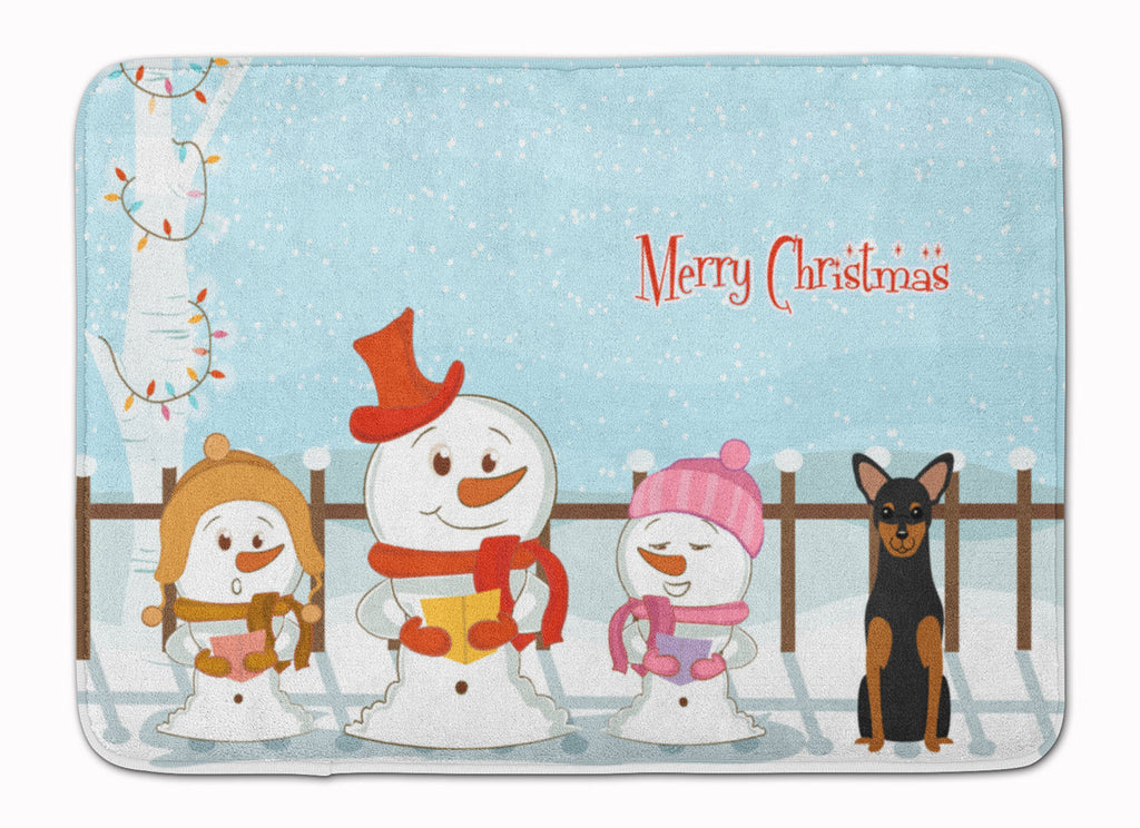 Merry Christmas Carolers Manchester Terrier Memory Foam Kitchen Mat Machine Washable Anti-Fatigue Cushion Comfort Bath or Kitchen Rug