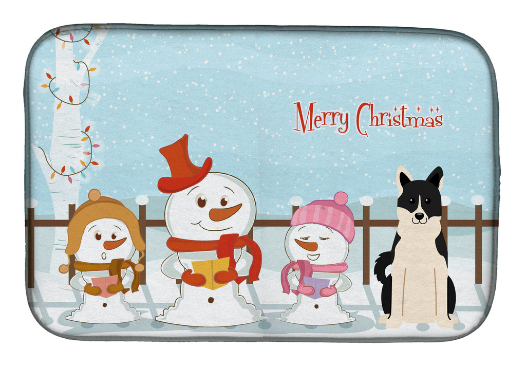 Merry Christmas Carolers Russo-European Laika Spitz Dish Drying Mat Absorbent Dish Drying Mat Pad for Kitchen Counter Dish Drainer Mat for Countertop, 14 x 21", Multicolor