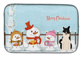 Merry Christmas Carolers Russo-European Laika Spitz Dish Drying Mat Absorbent Dish Drying Mat Pad for Kitchen Counter Dish Drainer Mat for Countertop, 14 x 21", Multicolor