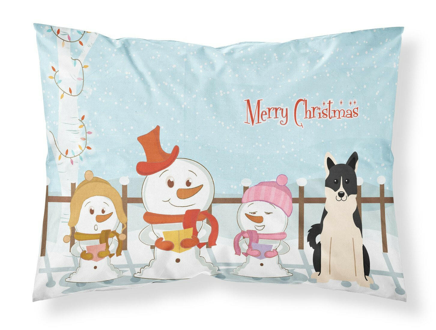 Merry Christmas Carolers Russo-European Laika Spitz Standard Pillowcase Lightweight Super Soft Easy Care Decorative Artwork Pillowcase, Standard