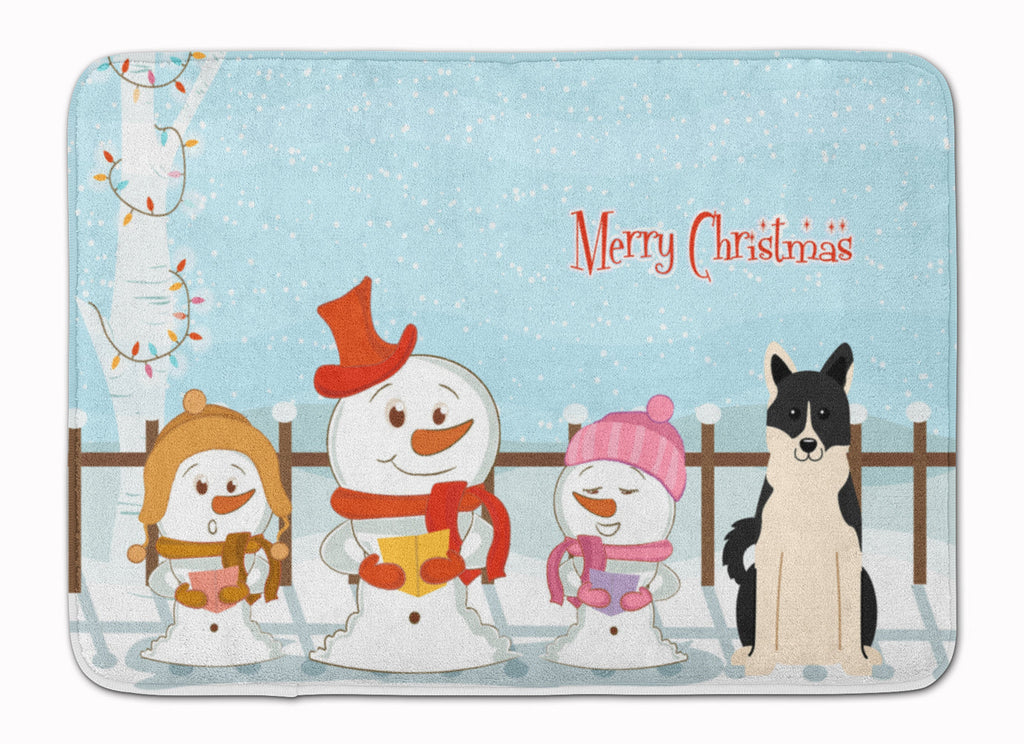 Merry Christmas Carolers Russo-European Laika Spitz Memory Foam Kitchen Mat Machine Washable Anti-Fatigue Cushion Comfort Bath or Kitchen Rug