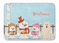 Merry Christmas Carolers Samoyed Memory Foam Kitchen Mat Machine Washable Anti-Fatigue Cushion Comfort Bath or Kitchen Rug