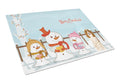 Merry Christmas Carolers Russian Spaniel Cutting Board Tempered Glass Kitchen Cutting Surface, Heat Resistant Chopping, Non-Slip Feet, Food Prep & Serving