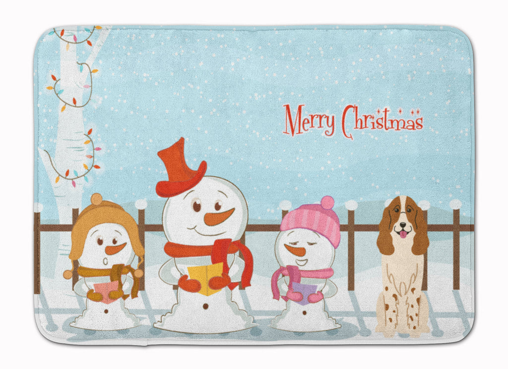 Merry Christmas Carolers Russian Spaniel Memory Foam Kitchen Mat Machine Washable Anti-Fatigue Cushion Comfort Bath or Kitchen Rug