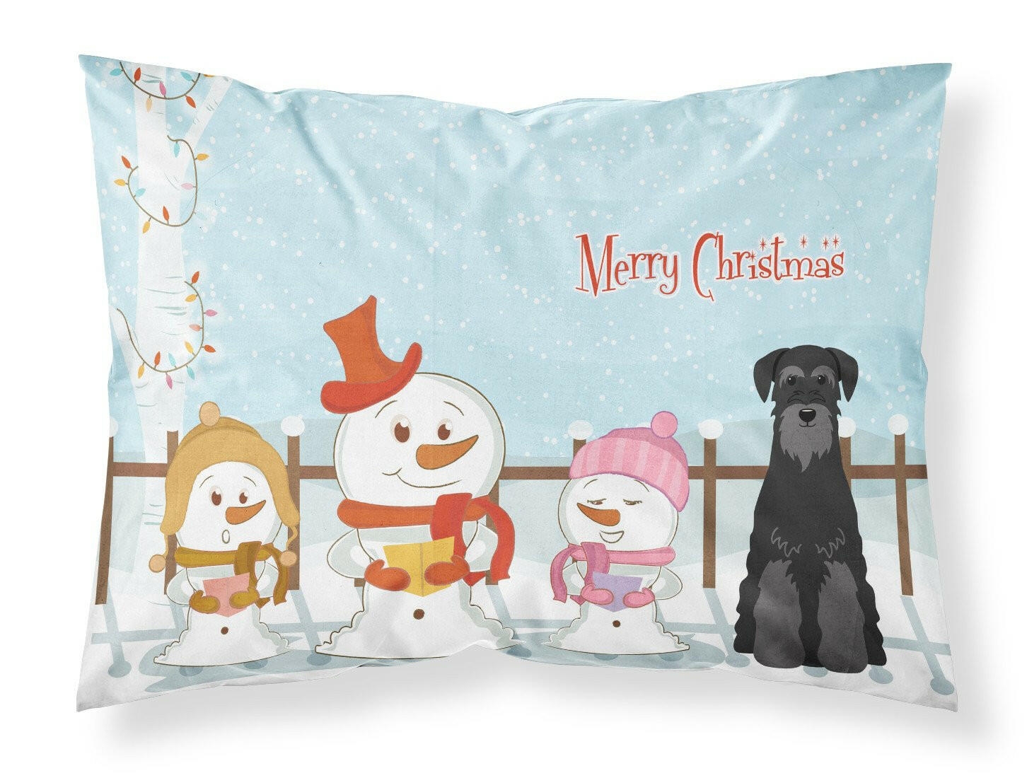 Merry Christmas Carolers Standard Schnauzer Black Standard Pillowcase Lightweight Super Soft Easy Care Decorative Artwork Pillowcase, Standard