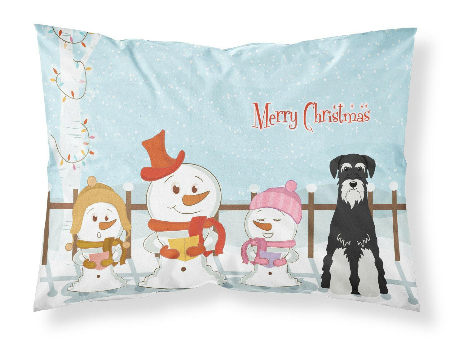 Merry Christmas Carolers Standard Schnauzer Salt and Pepper Standard Pillowcase Lightweight Super Soft Easy Care Decorative Artwork Pillowcase, Standard