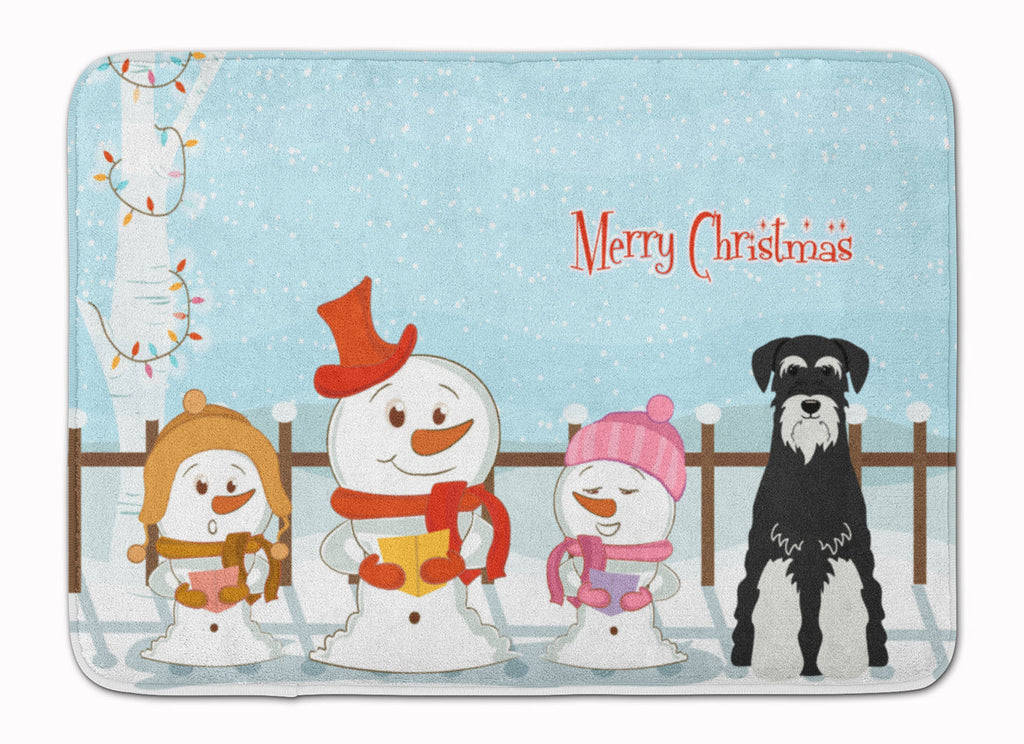 Merry Christmas Carolers Standard Schnauzer Salt and Pepper Memory Foam Kitchen Mat Machine Washable Anti-Fatigue Cushion Comfort Bath or Kitchen Rug