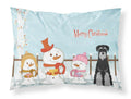 Merry Christmas Carolers Standard Schnauzer Black Grey Standard Pillowcase Lightweight Super Soft Easy Care Decorative Artwork Pillowcase, Standard