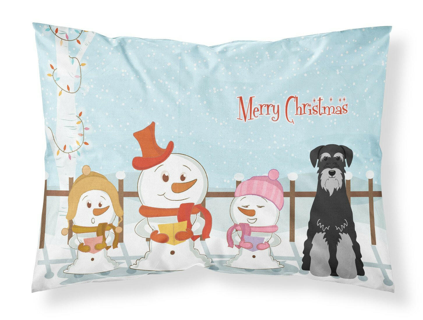 Merry Christmas Carolers Standard Schnauzer Black Grey Standard Pillowcase Lightweight Super Soft Easy Care Decorative Artwork Pillowcase, Standard
