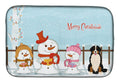 Merry Christmas Carolers Bernese Mountain Dog Dish Drying Mat Absorbent Dish Drying Mat Pad for Kitchen Counter Dish Drainer Mat for Countertop, 14 x 21", Multicolor