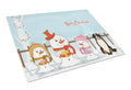 Merry Christmas Carolers Bernese Mountain Dog Cutting Board Tempered Glass Kitchen Cutting Surface, Heat Resistant Chopping, Non-Slip Feet, Food Prep & Serving