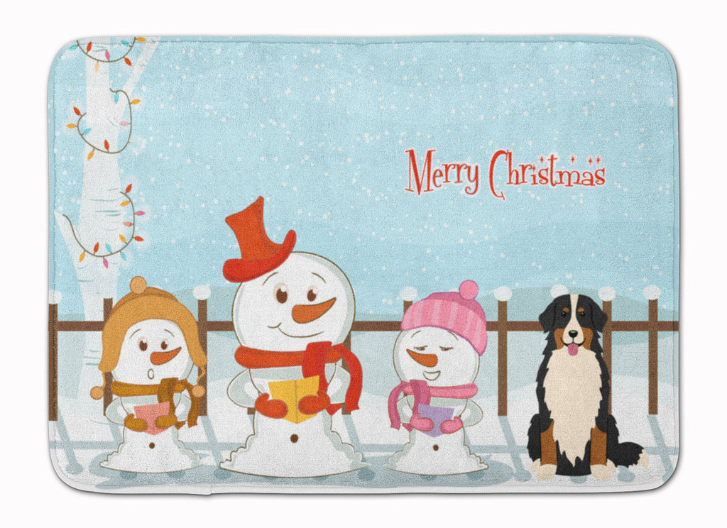 Merry Christmas Carolers Bernese Mountain Dog Memory Foam Kitchen Mat Machine Washable Anti-Fatigue Cushion Comfort Bath or Kitchen Rug