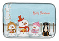 Merry Christmas Carolers Greater Swiss Mountain Dog Dish Drying Mat Absorbent Dish Drying Mat Pad for Kitchen Counter Dish Drainer Mat for Countertop, 14 x 21", Multicolor