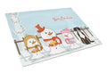 Merry Christmas Carolers Greater Swiss Mountain Dog Cutting Board Tempered Glass Kitchen Cutting Surface, Heat Resistant Chopping, Non-Slip Feet, Food Prep & Serving