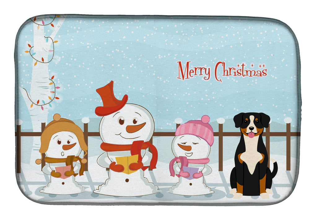 Merry Christmas Carolers Entlebucher Dish Drying Mat Absorbent Dish Drying Mat Pad for Kitchen Counter Dish Drainer Mat for Countertop, 14 x 21", Multicolor