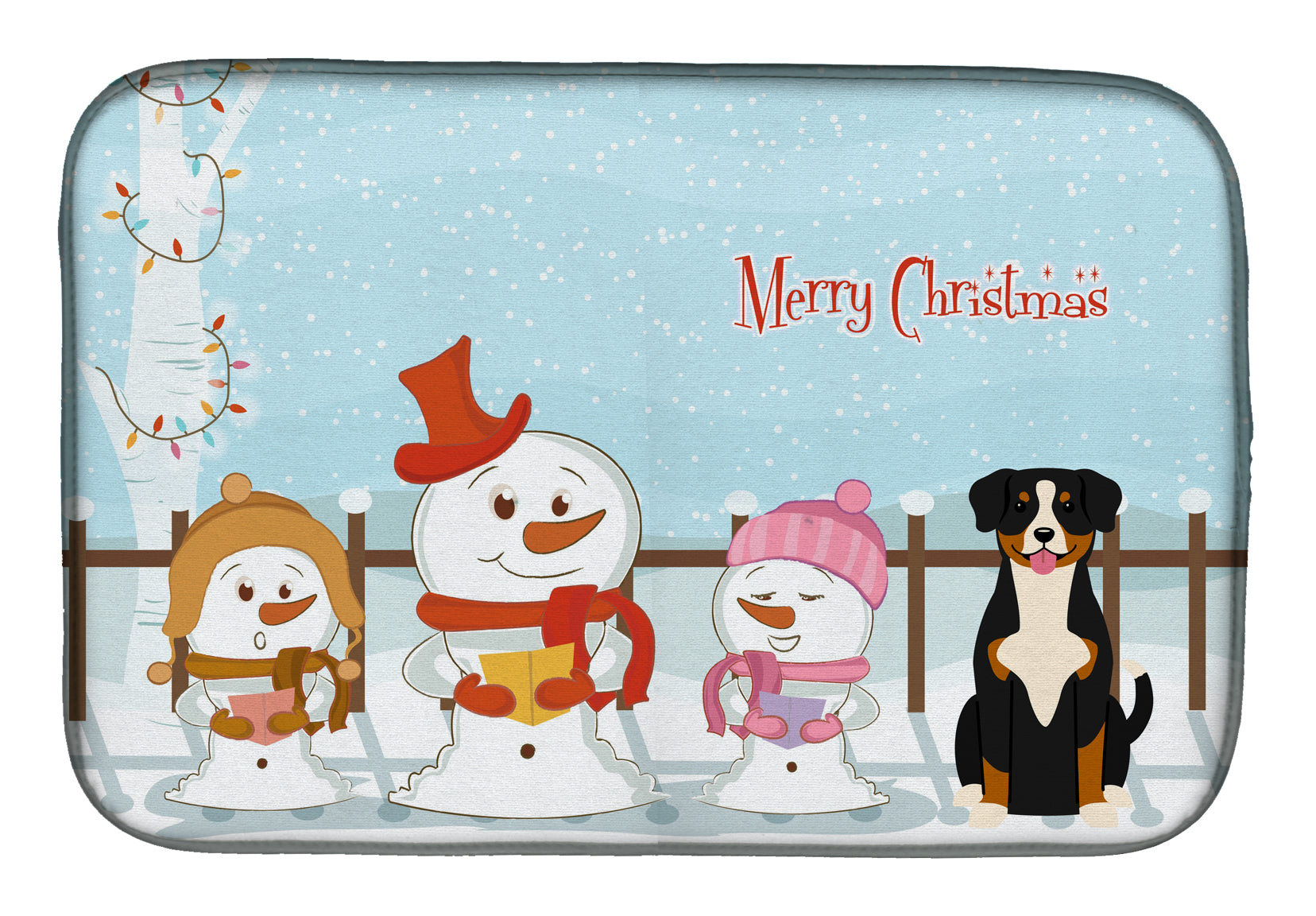 Merry Christmas Carolers Entlebucher Dish Drying Mat Absorbent Dish Drying Mat Pad for Kitchen Counter Dish Drainer Mat for Countertop, 14 x 21", Multicolor