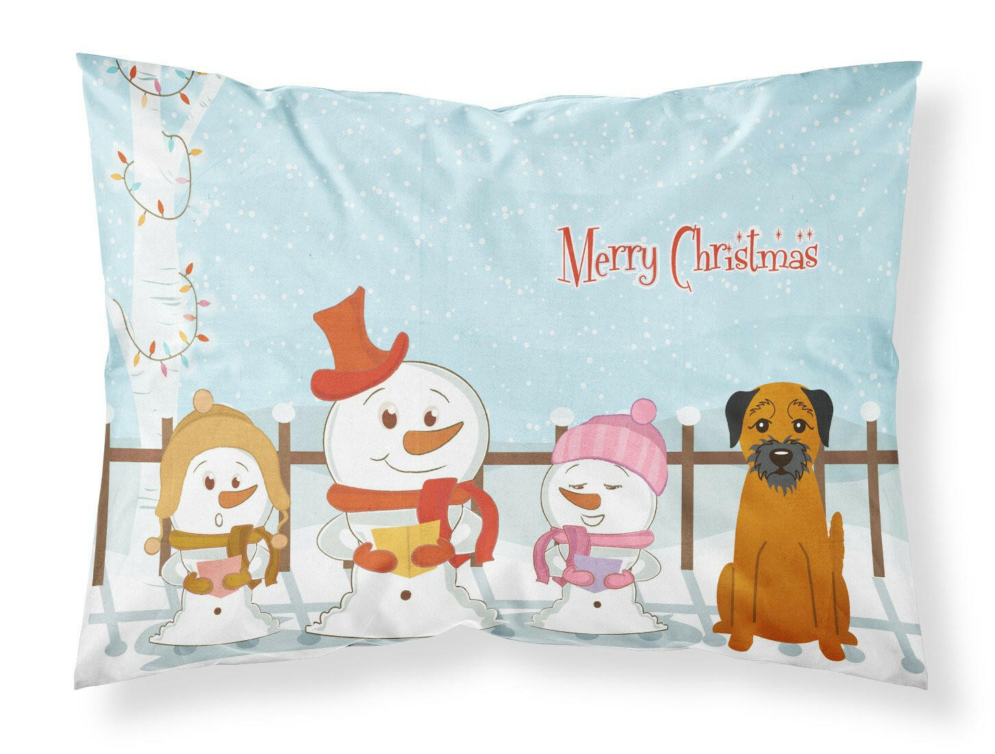 Merry Christmas Carolers Border Terrier Standard Pillowcase Lightweight Super Soft Easy Care Decorative Artwork Pillowcase, Standard