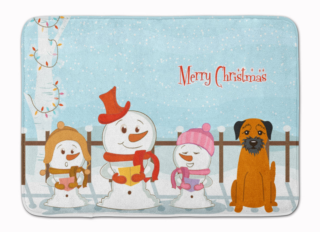 Merry Christmas Carolers Border Terrier Memory Foam Kitchen Mat Machine Washable Anti-Fatigue Cushion Comfort Bath or Kitchen Rug