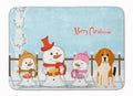 Merry Christmas Carolers Beagle Tricolor Memory Foam Kitchen Mat Machine Washable Anti-Fatigue Cushion Comfort Bath or Kitchen Rug
