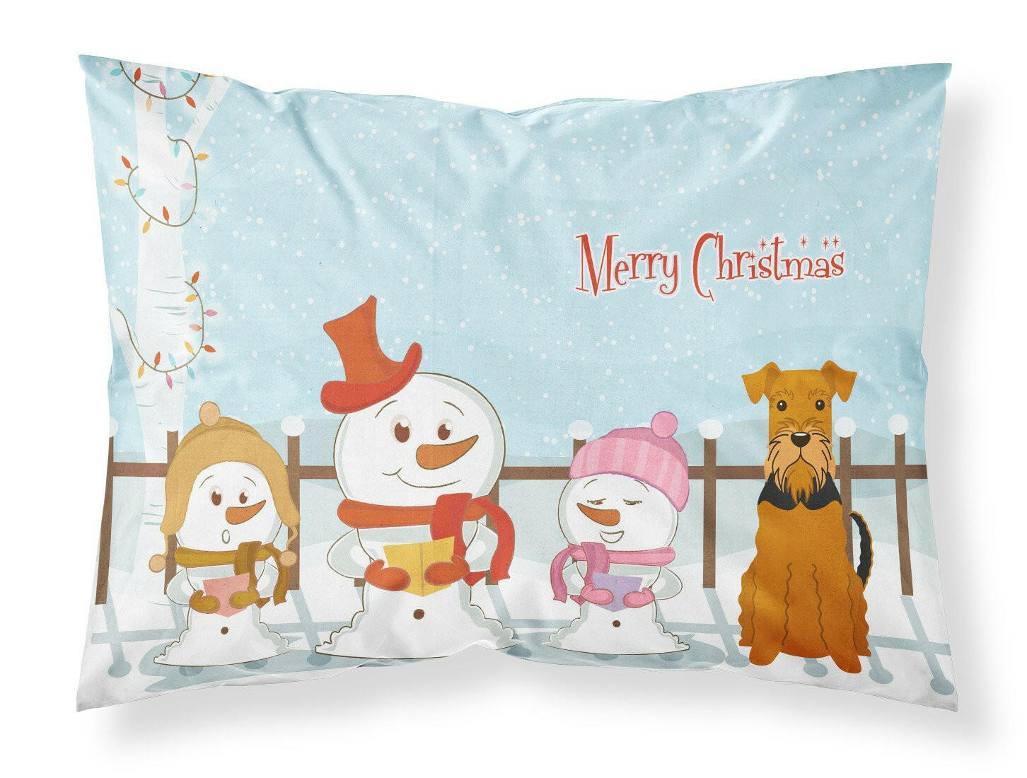Merry Christmas Carolers Airedale Standard Pillowcase Lightweight Super Soft Easy Care Decorative Artwork Pillowcase, Standard
