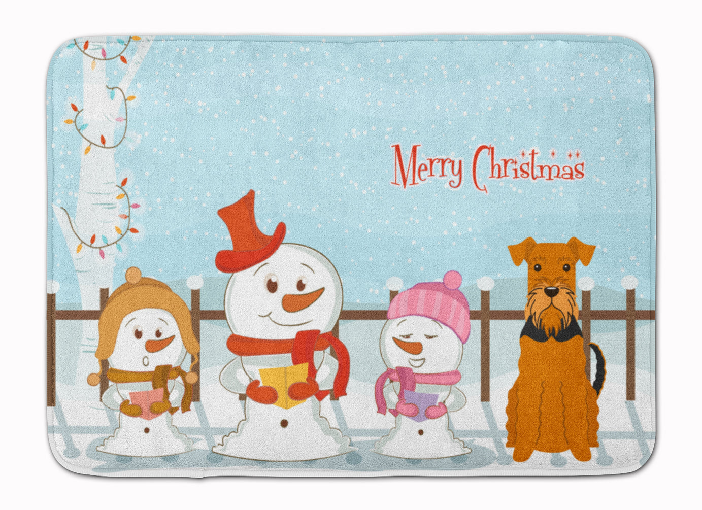 Merry Christmas Carolers Airedale Memory Foam Kitchen Mat Machine Washable Anti-Fatigue Cushion Comfort Bath or Kitchen Rug